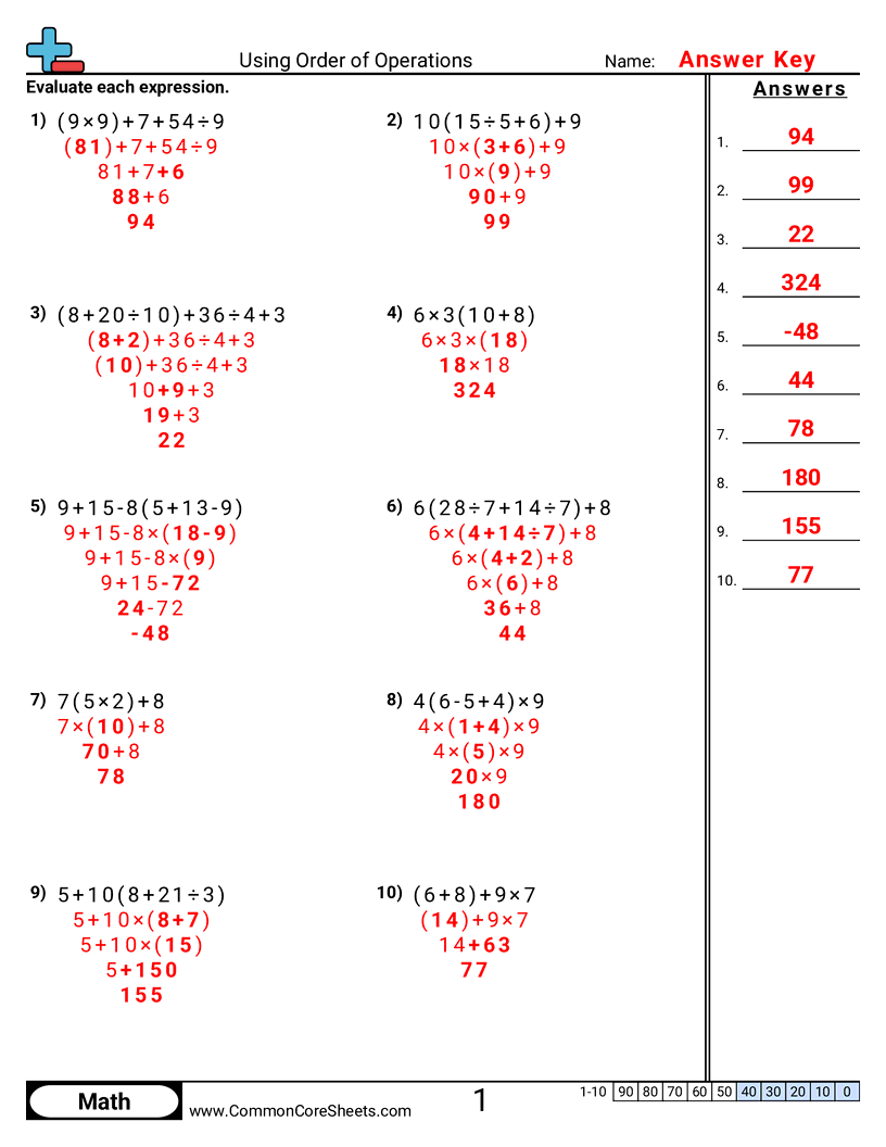 6ee2c Worksheets - solving-using-order-of-operations worksheet