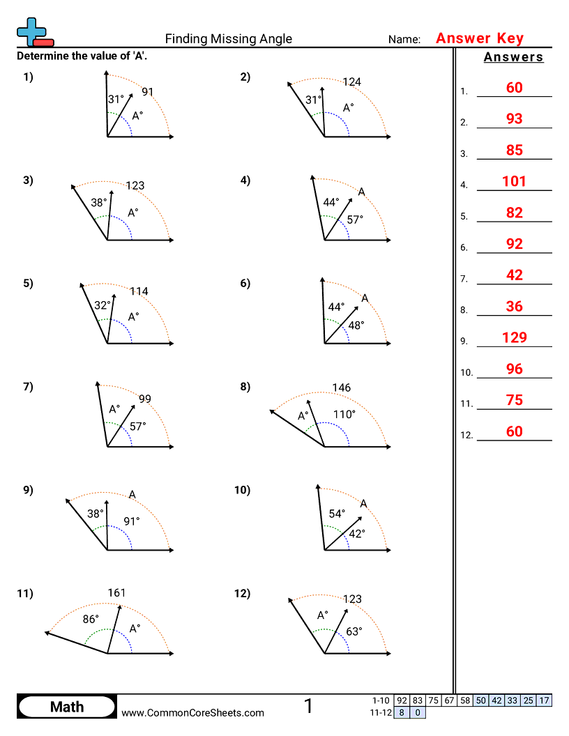 4md7 Worksheets - finding-missing-angle worksheet