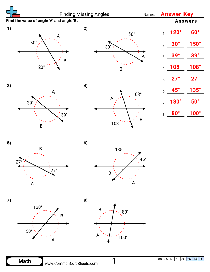 7g5 Worksheets - finding-missing-angles worksheet