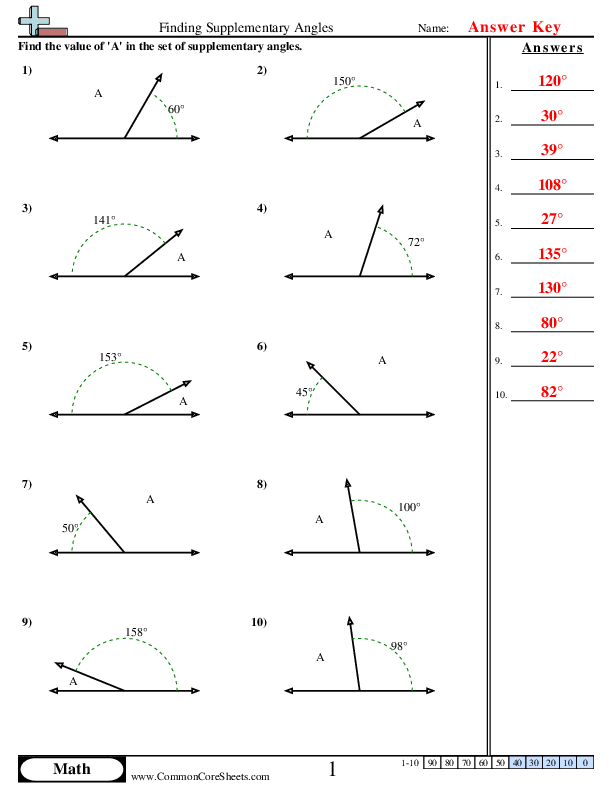  - finding-supplementary-angles worksheet