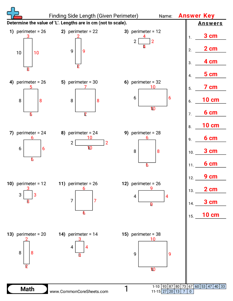 Area & Perimeter Worksheets - missing-side-perimeter-e worksheet