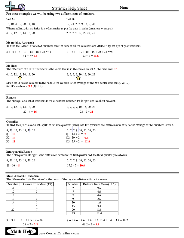  - statistics worksheet