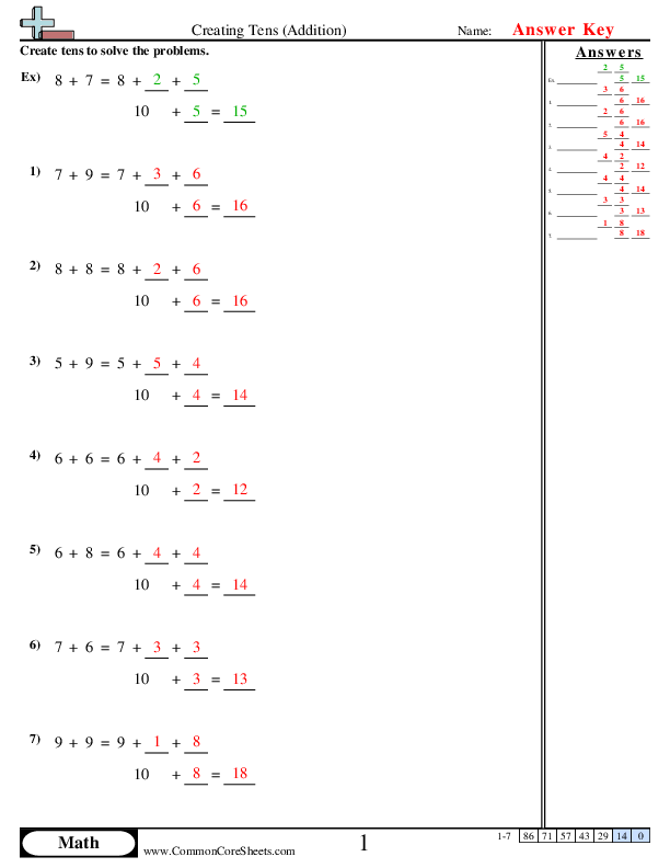  - creating-tens worksheet