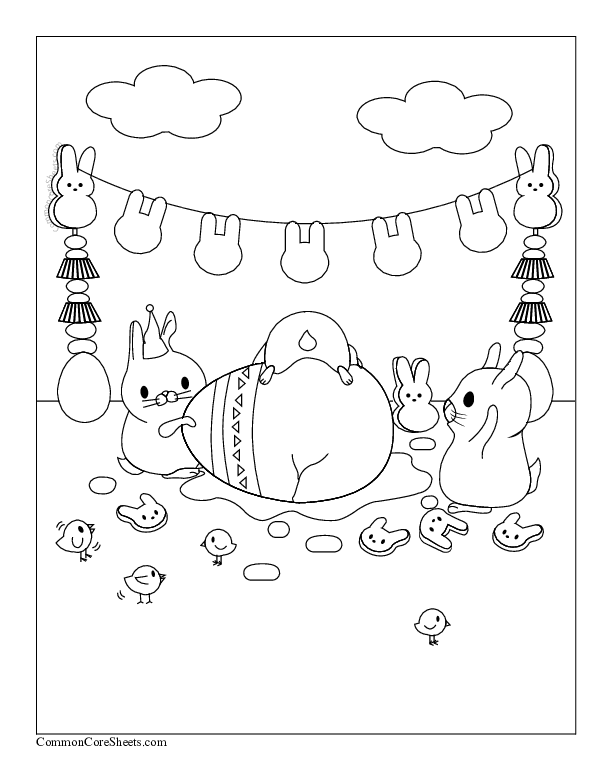 Coloring Sheets - Bunnies on Cracked Egg worksheet