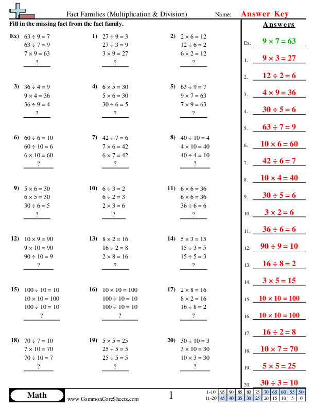  - find-missing-fact worksheet