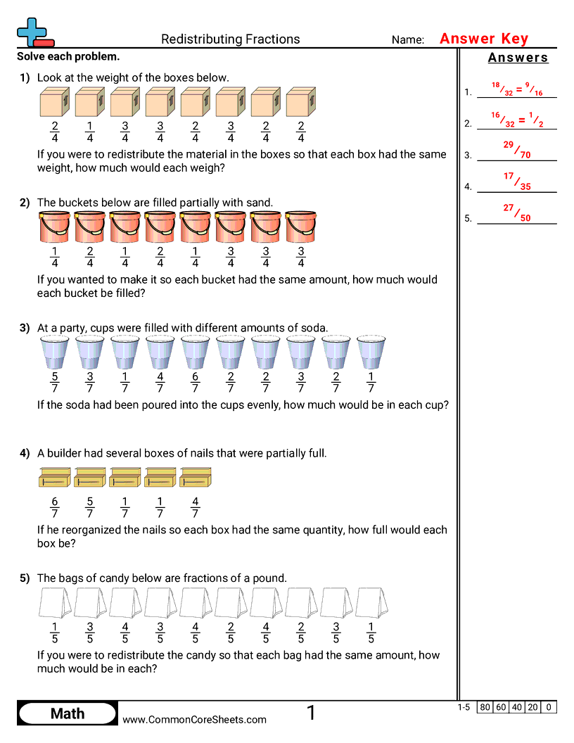 Fraction Worksheets - distributing-fraction-values worksheet