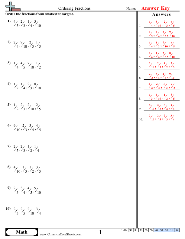  - ordering-fractions worksheet