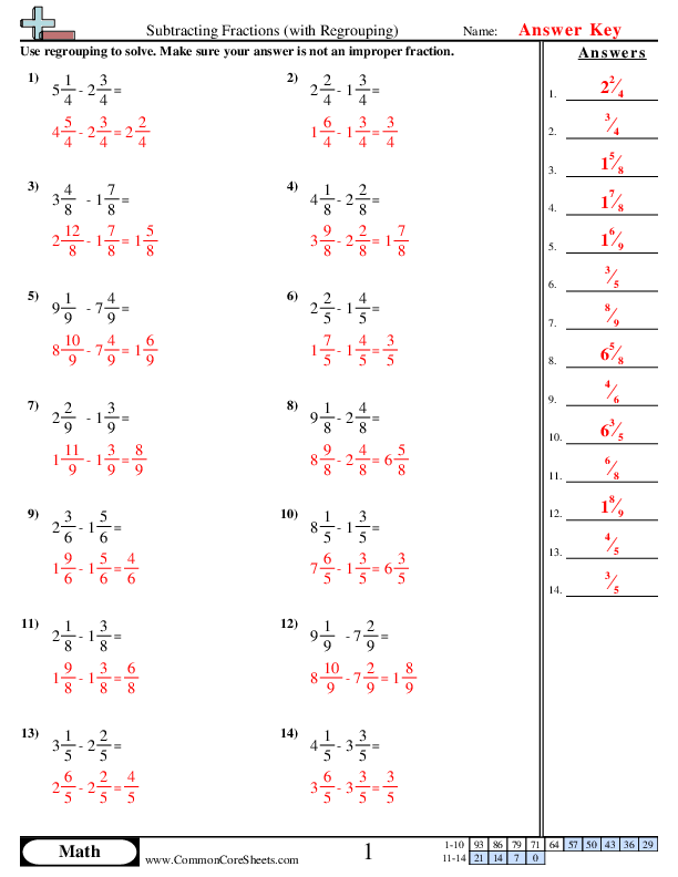  - subtracting-fractions-with-regrouping worksheet