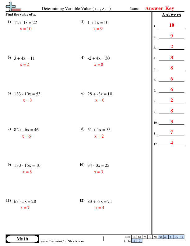  - determining-variable-value-x-d worksheet