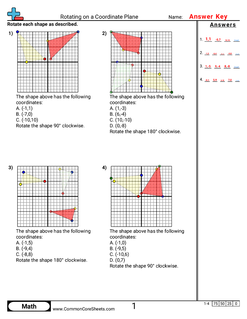 Grid Worksheets - rotating-on-coordinate-plane worksheet