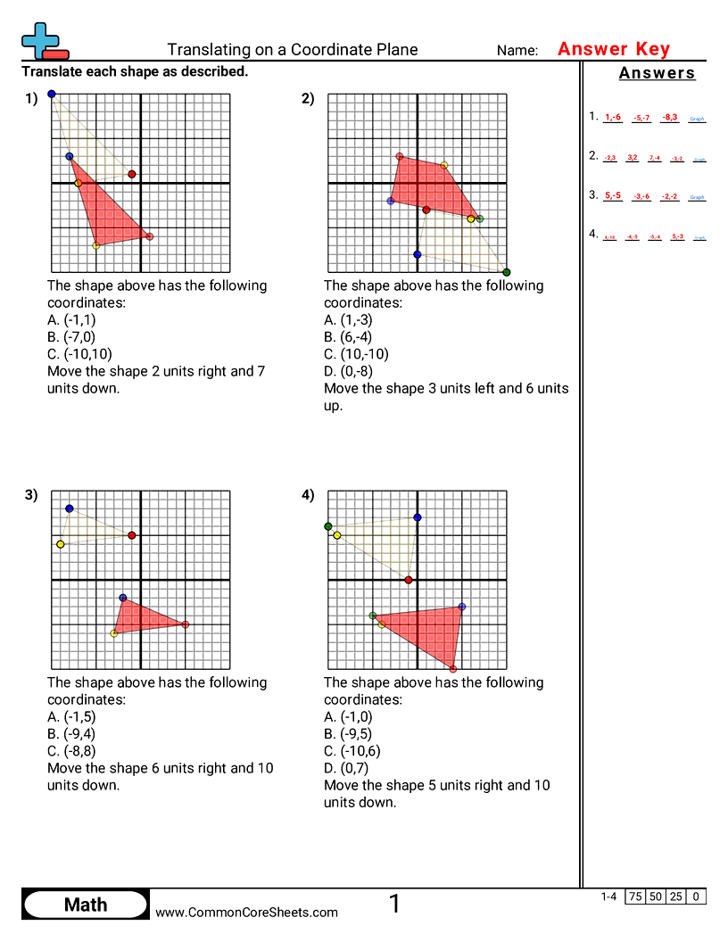 Grid Worksheets - translating-on-coordinate-plane worksheet