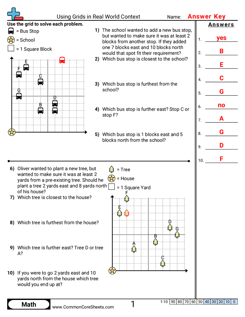 Grid Worksheets - using-grids-in-real-world-context worksheet