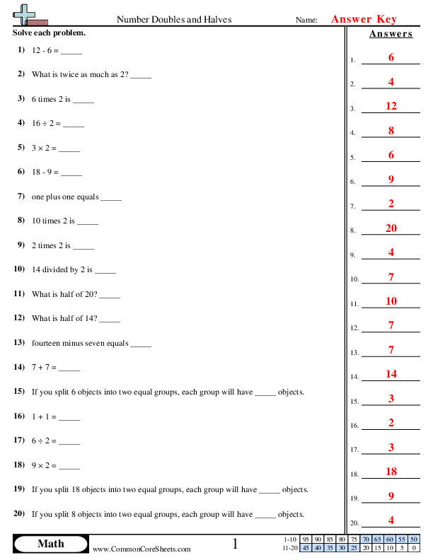  - number-doubles-and-halves worksheet