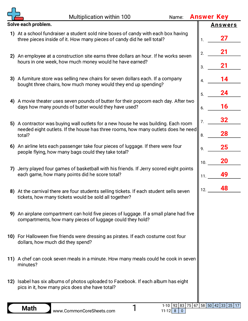 3oa3 Worksheets - word-multiplication-within-100 worksheet
