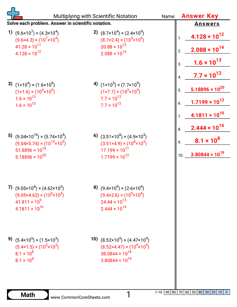 Algebra Worksheets - multiplying-with-scientific-notation worksheet