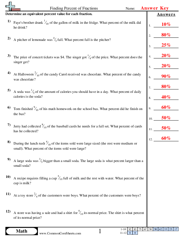  - finding-percents-of-fraction worksheet