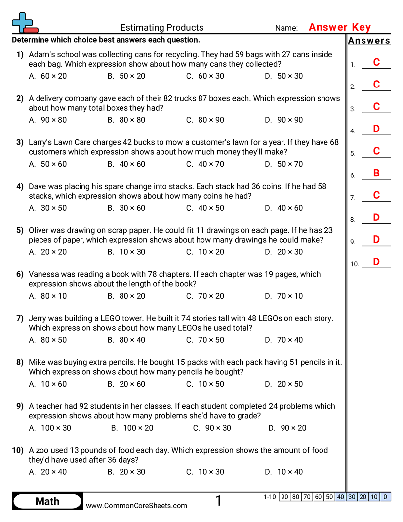 Rounding Worksheets - estimating-products-x worksheet
