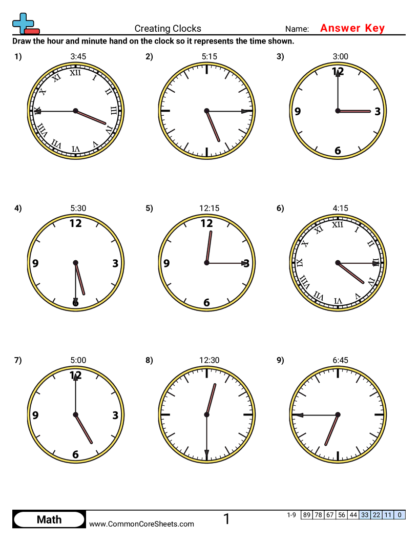 2md7 Worksheets - creating-clocks-15-minute-increments worksheet