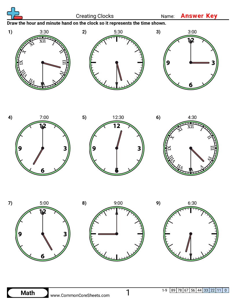 1md3 Worksheets - creating-clocks-half-hour-increments worksheet