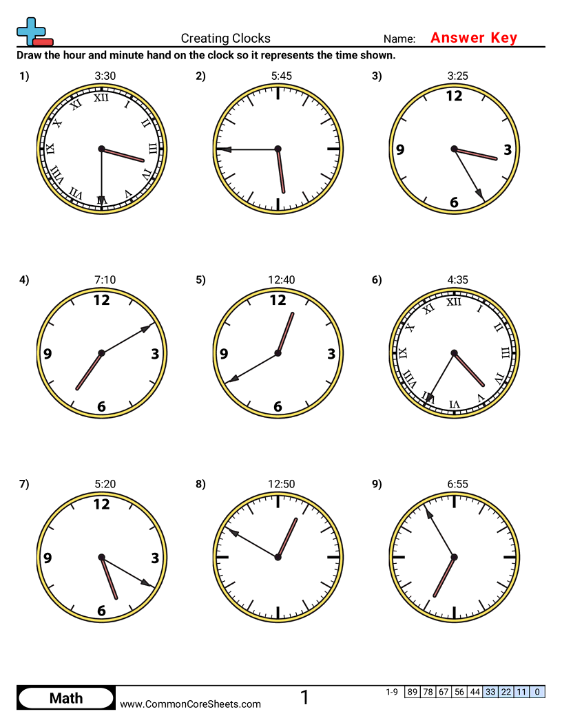 2md7 Worksheets - creating-clocks-5-minute-increments worksheet