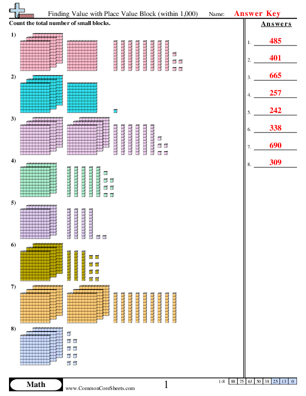  - finding-value-with-place-value-block-within-1-000 worksheet