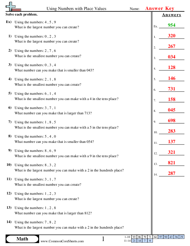  - using-number-with-place-values worksheet