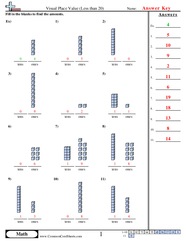  - visual-place-value-less-than-20 worksheet